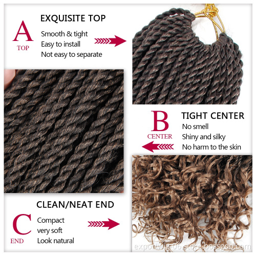 Ombre Braiding Hair Extensions 18inch Goddess Senegalese Twist Hair Curly Wavy Ends Synthetic Crochet Braids Hair Extensions